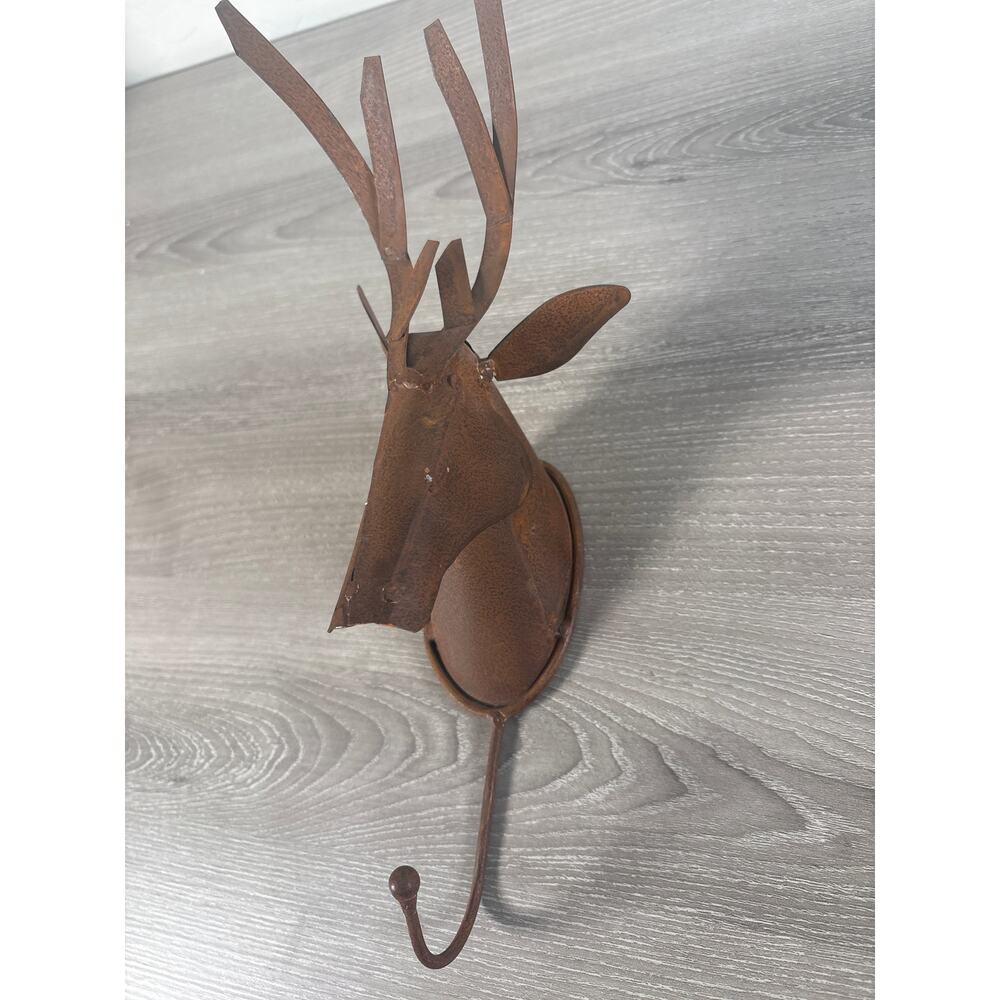 Vintage Hand Crafted Welded Metal Rustic Deer Wall Hook Hanger Farmhouse Decor‎